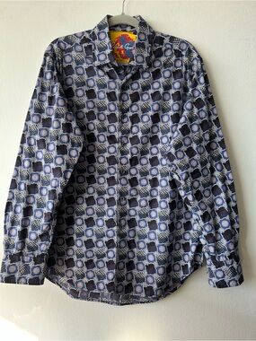 Robert Graham Navy & Light Blue Geometric Button-Down Shirt